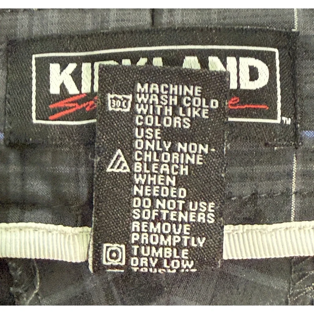 Kirkland Signature Mens Plaid Golf Shorts Blue Black Size 34 Stretch Performance